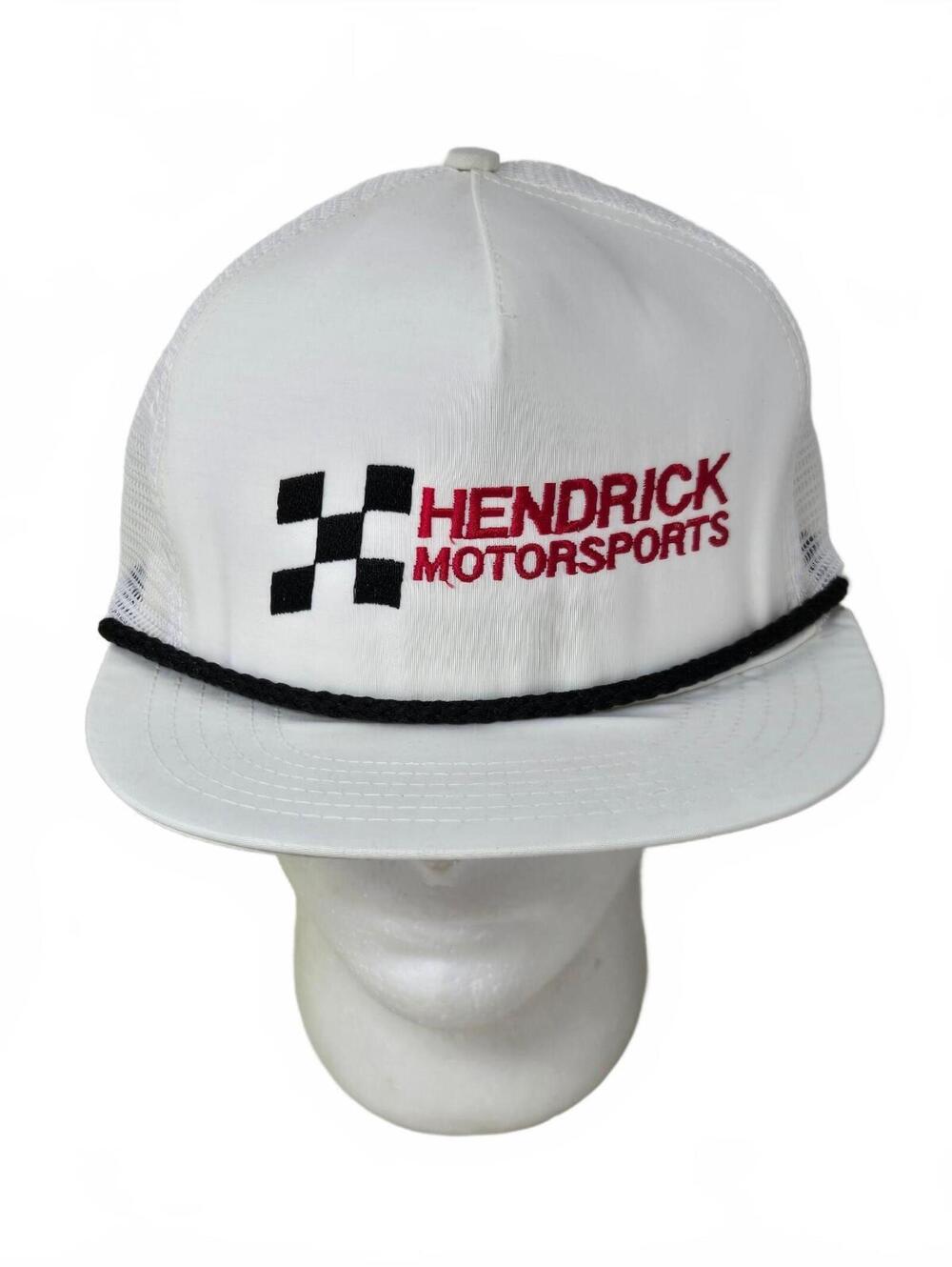 vintage Hendrick Motorsports white mesh snapback trucker hat rope USA Made 1980s
